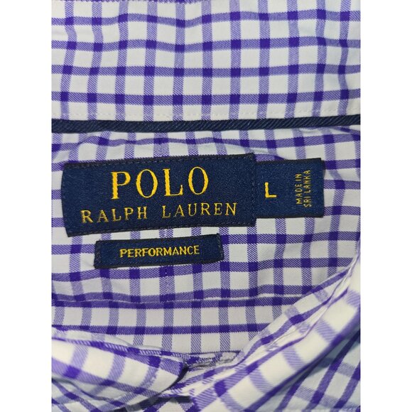 Polo Ralph Lauren Mens Performance Purple Check Shirt Large - Picture 5 of 8